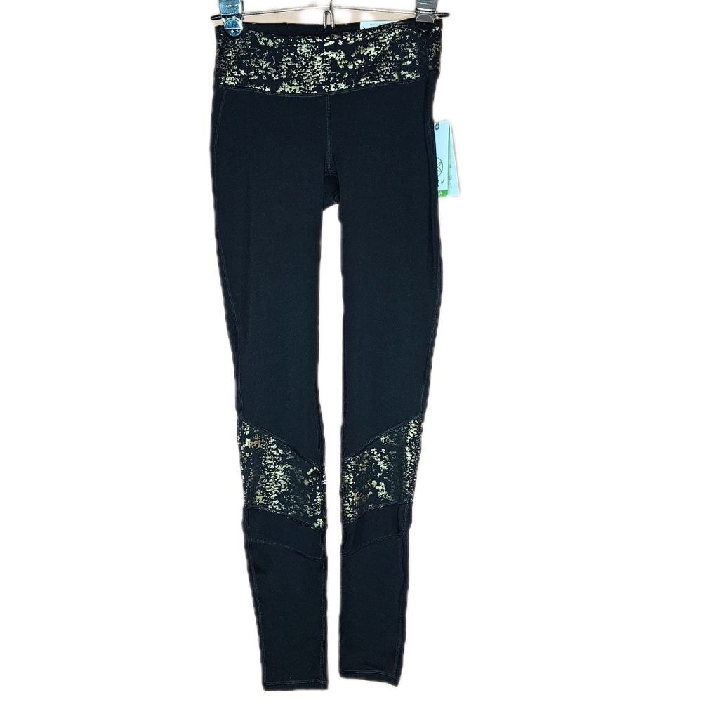 Gaiam Om Splice Yoga‎ Pants Women's XS Leggings Performance Mesh Gold Anti-Chafe
